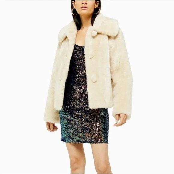 Topshop, nwt, us10 ANNE faux fur crop jackt - Picture 6 of 6